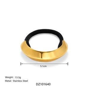 Élastique à cheveux minimaliste en acier inoxydable doré 18 carats avec manchette en métal doré