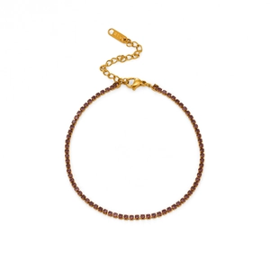 18k vergoldetes Edelstahl-Tennisarmband mit 2mm lila Zirkonia-Kristallen für Damen