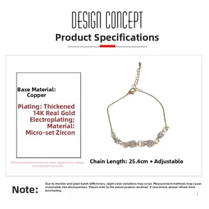 Detail of 14K gold plated copper bracelet featuring cat-eye stone and zircons