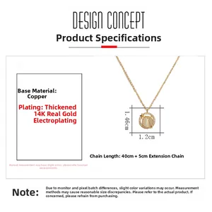 Detailed size specifications for 14K gold-plated cat eye stone pendant necklace