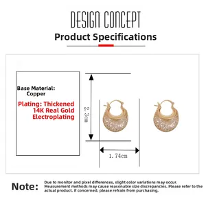 Details zu 14K vergoldeten Mesh-Ohrringen, 2,3cm x 1,74cm groß mit Kupferkern-Material