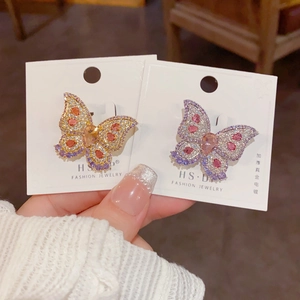 Exquisite Butterfly Brooch For Women High-end Colorful Zirconia Inlaid Copper 14K Gold Plated Lapel Pin Fashion Jewelry Gift