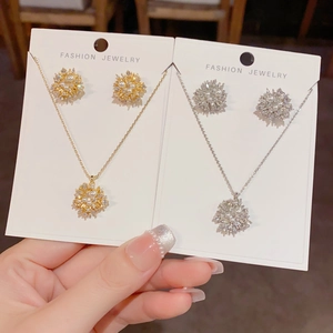 Luxury Firework Flower Zirconia Artificial Pearl Jewelry Set With 925 Sterling Silver Earring Post Gold Silver Plated Copper Necklace Earrings For Women