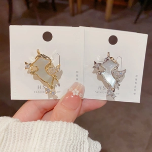 Nische Kreative Muschel Einhorn Brosche Für Damen Kupfer Verdickt Gold Silber Plattiert Zirkonia Tier Pin Mode Schmuck Zubehör
