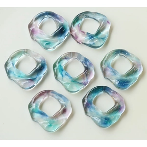 Set of 7 colorful translucent resin irregular rings for DIY earring and jewelry making