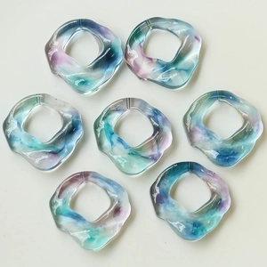 7pcs set of colorful resin rings with watercolor marble texture for DIY jewelry making