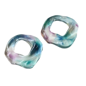 Colorful translucent wavy resin rings with marble texture for DIY jewelry making