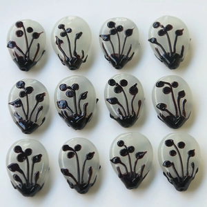 Handmade Lampwork Glass Beads Floral Pattern Water Drop Loose Beads For DIY Jewelry Making Keychain Bracelet Material