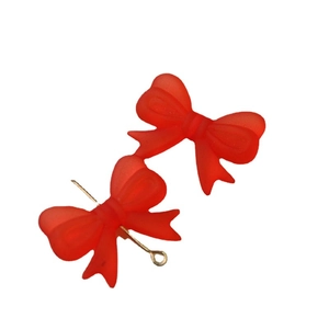 Rote matte Acryl-Schleifen-Anhänger mit goldenen Metallösen für DIY-Schmuckherstellung
