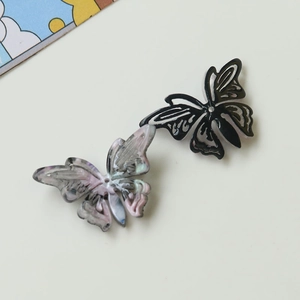 Detailed macro view of hollow butterfly acetate charms for DIY jewelry and hair accessories