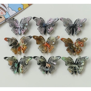Nine-piece set of butterfly hair accessory materials with vintage marble texture acetate