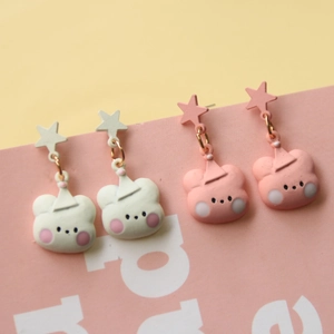 Giapponesi Dolce DIY Orso Stella Accessori per Orecchini Resina Animali Componenti per Orecchini a Bottone Gioielli da Donna