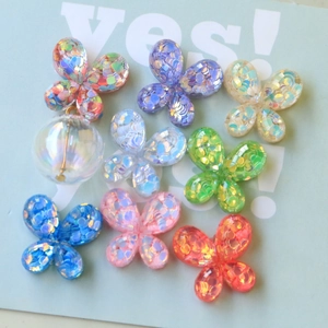 Accesorios DIY de Resina de Mariposa y Flor Con Lentejuelas de Colores para Pendientes Pinzas de Pelo Fundas de Móvil Joyería
