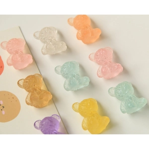 Translucent colorful 3D resin bear charms for DIY jewelry and phone case crafts