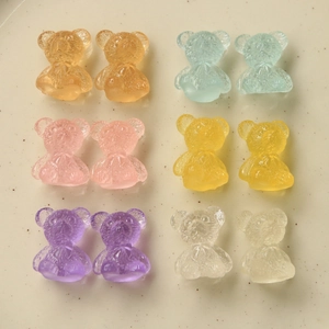 Set of 12 3D resin jelly bear charms in six colors for DIY jewelry and crafts