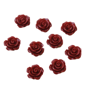 Dijes de flores rosas rojas de resina para joyería DIY y fundas de teléfonos móvil