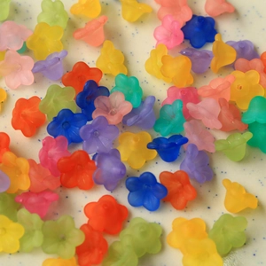 Translucent frosted trumpet flower resin beads for DIY jewelry and hair accessories