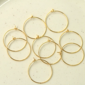 Set of 30mm gold-plated circular hoop earring findings for DIY jewelry making