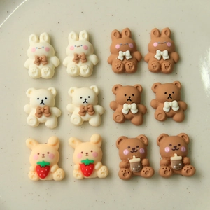 Detail of 12 cute resin bear and rabbit charms for DIY phone cases and hair accessories