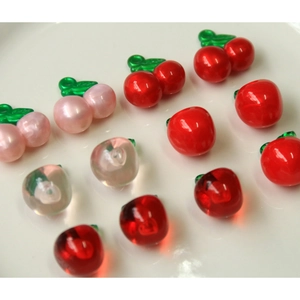 Polished acrylic cherry charms in red and pink for DIY jewelry and phone case making