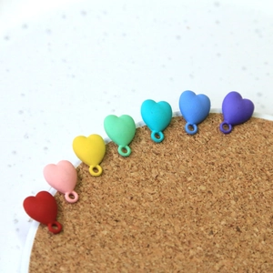 Rainbow heart-shaped alloy pendants in seven colors for DIY earrings and jewelry making