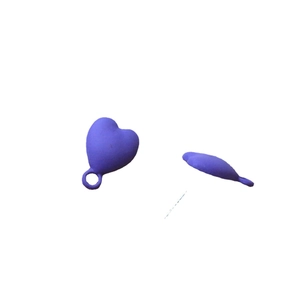 Matte purple heart-shaped alloy pendant with top ring for DIY earring making