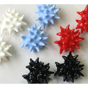 3D spiky heart urchin DIY resin accessories in white, blue, red and black colors