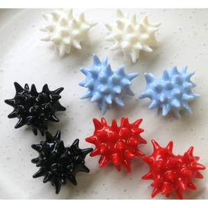 DIY 3D heart urchin resin charms in red, blue, black, and white for jewelry and phone cases