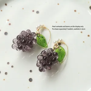 Ciondoli a forma di uva viola con foglie verdi e perle bianche per gioielli fai-da-te