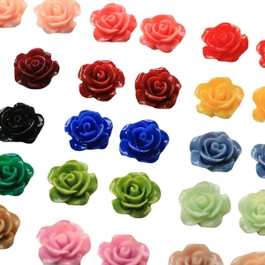 Colorful resin rose flower charms for DIY jewelry and hair accessories on white background