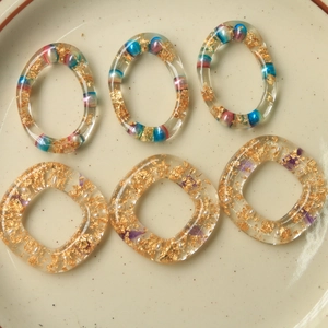 Vintage Anelli Vuoti in Resina Componenti per Gioielli DIY Con Foglia d'Oro Künstliche Perle Finte Fiori Secchi per Orecchini Custodie