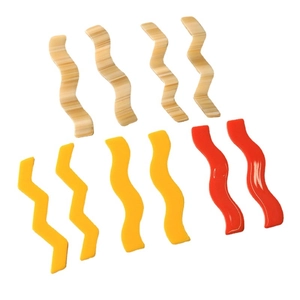 Pièces accessoires DIY en acrylique ondulées et zigzag en marron jaune et rouge