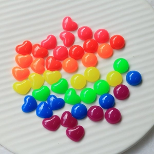 Colorful 12mm fluorescent resin heart and round patches for DIY phone cases and jewelry