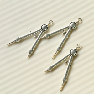 Three vintage silver compass charms for DIY jewelry making and keychain accessories