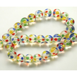 12mm Round Glass Lampwork Polka Dot Beads Transparent Colorful Loose Beads For DIY Jewelry Making Earrings Phone Case Accessories