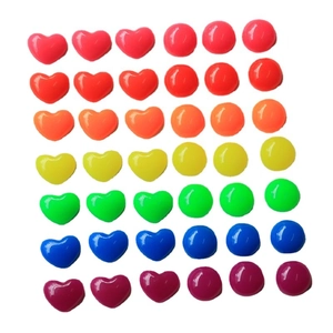 Fluorescent 12mm resin heart and round flatback cabochons for DIY crafts