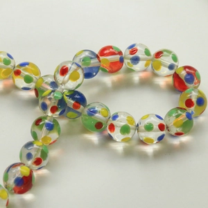 Japanese style rainbow polka dot glass beads for DIY jewelry and hair accessories