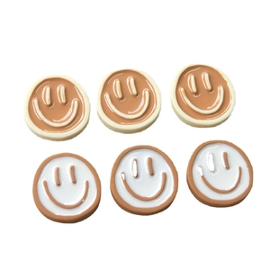 Cute resin smiley face charms in brown and white for DIY earrings and hair clips