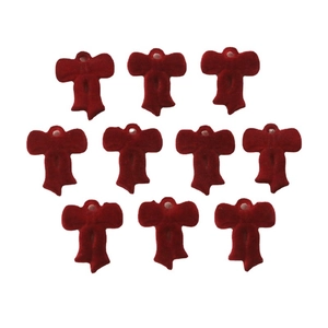 Set di 10 ciondoli a fiocco floccati bordeaux con foro per gioielli DIY e accessori