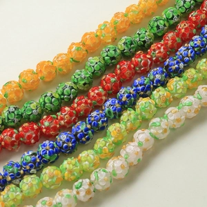 Detail of colorful millefiori glass flower beads for DIY jewelry and accessories