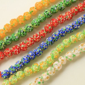 Handmade Lampwork Glass Flower Beads Round Millefiori Floral Spacer Beads For DIY Jewelry Making Earrings Accessories