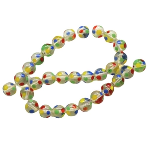 Japanese style rainbow polka dot glass beads for DIY jewelry and hair accessories