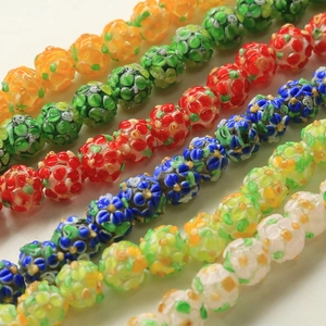 Colorful millefiori glass flower beads for DIY jewelry making and craft supplies