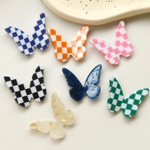Butterfly Resin Charms Checkerboard Gold Foil Pattern DIY Jewelry Accessories For Phone Case Hair Clips Craft Materials