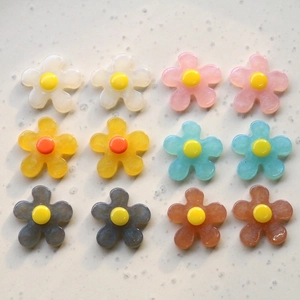 DIY Resin Flower Accessories Colorful Five Petal Flower Cabochons For Jewelry Making Hair Clip Phone Case Decoration