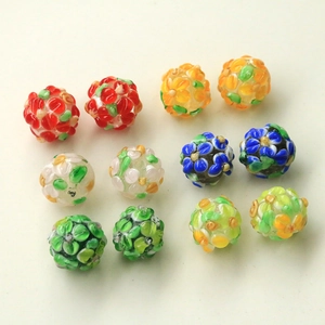 Colorful millefiori glass flower beads set in various colors for DIY jewelry making