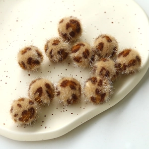 DIY handmade leopard print plush pom poms for earrings and hair accessories craft