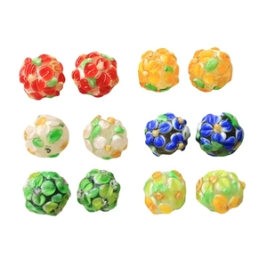 Set of 12 colorful handmade millefiori glass beads with vintage floral patterns for DIY jewelry