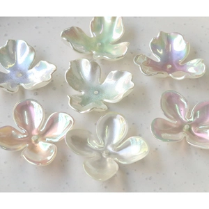 Iridescent AB Color Clover Flower Charms Acrylic Artificial Pearl DIY Accessories For Jewelry Making Hair Clips Phone Case Decoration