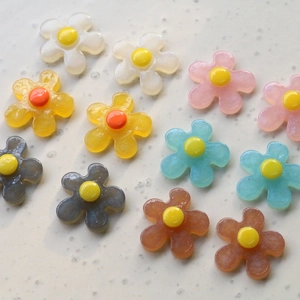 Jelly color resin flower charms for DIY jewelry and phone case crafts in multiple shades